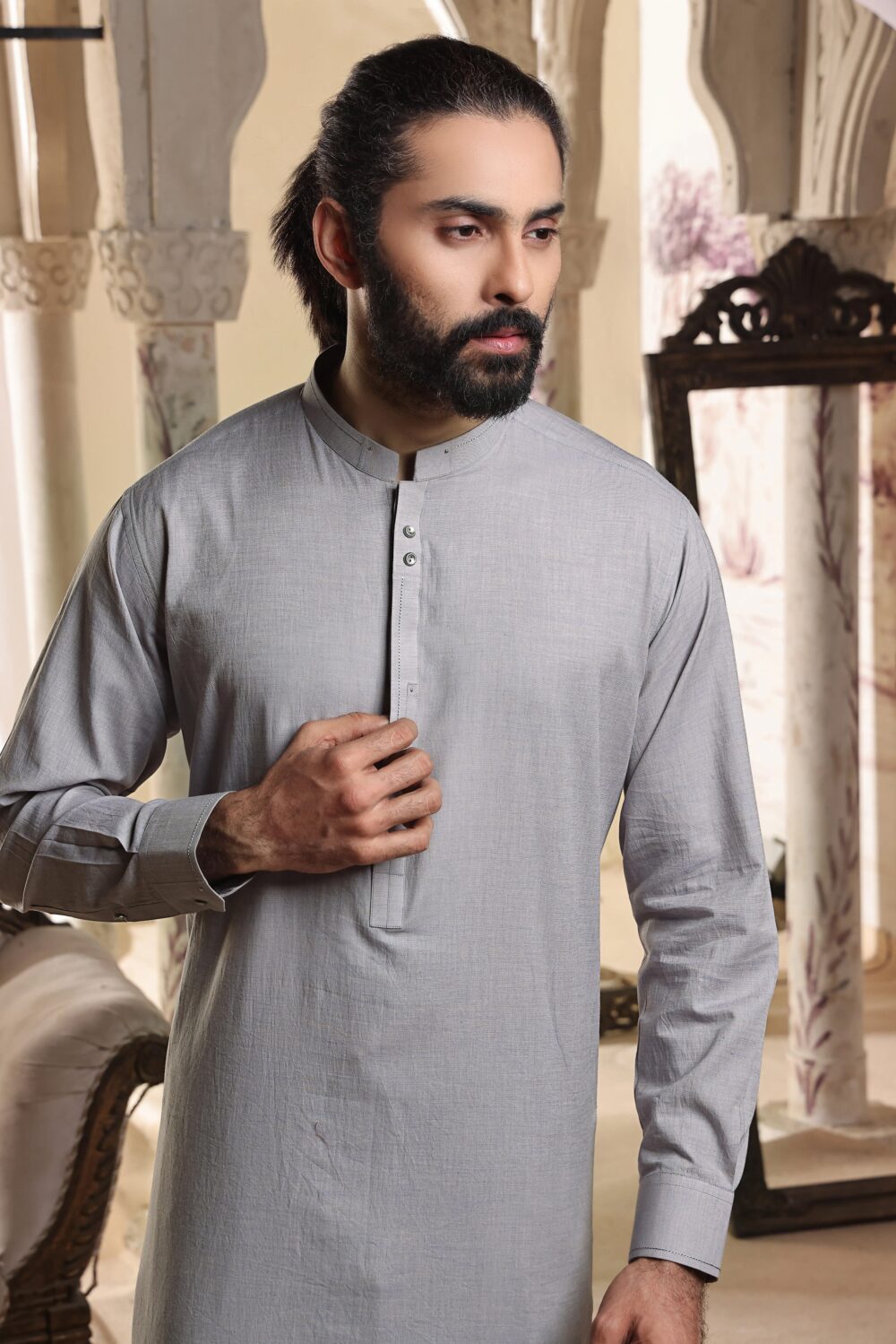 Sky Grey Kurta Pajama | AD-KP-09 - Al-Deebaj