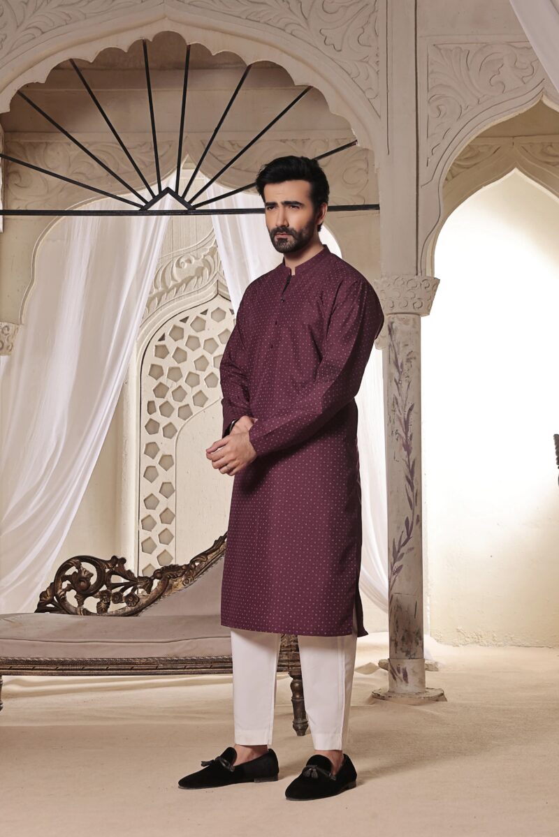 Maroon Printed Kurta | ADKR-020 - Al-Deebaj