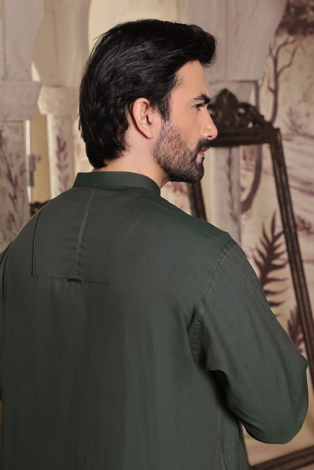 Green Self Cotton Kurta | ADKR-018 - Al-Deebaj