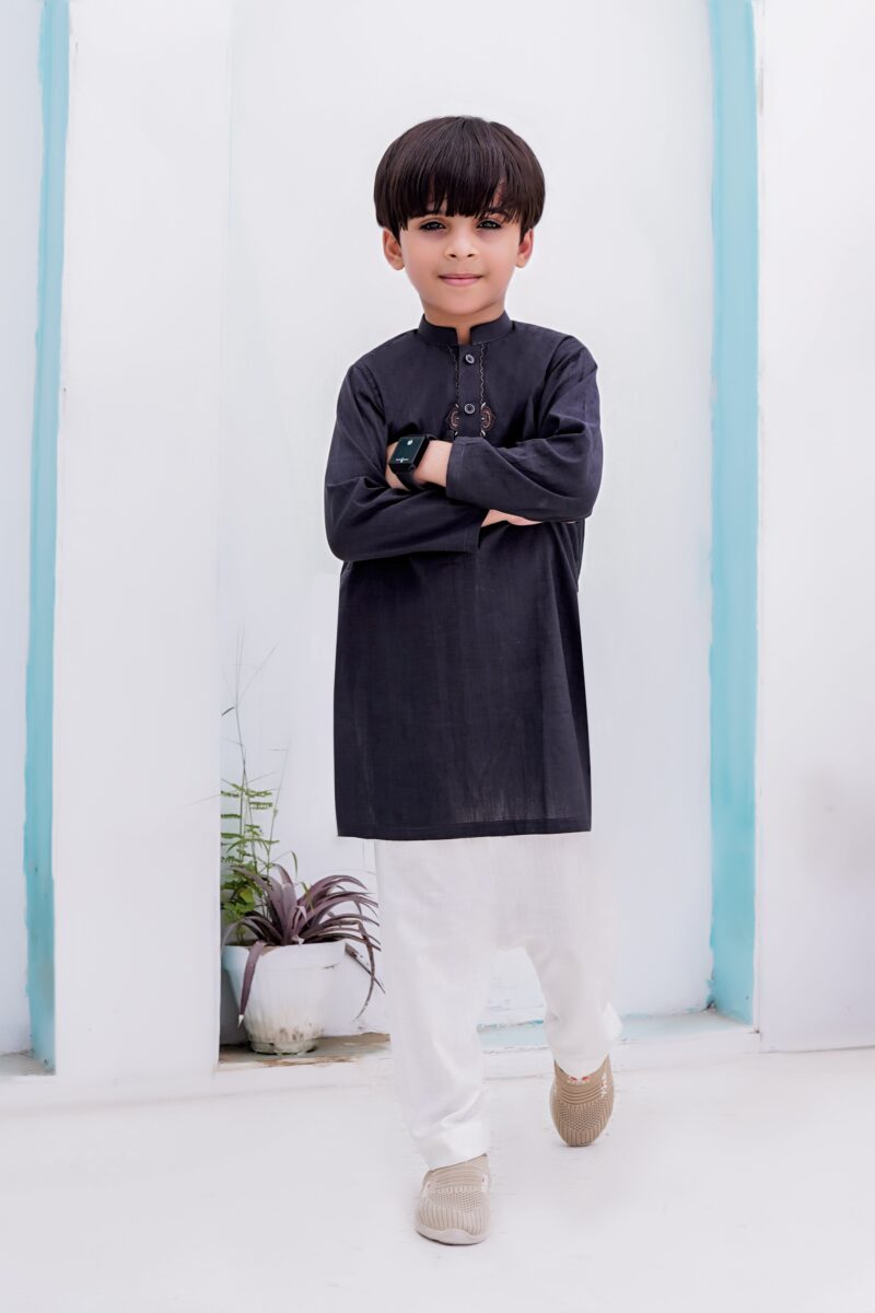 Grey Kids Kurta | ADKRS-13 - Al-Deebaj