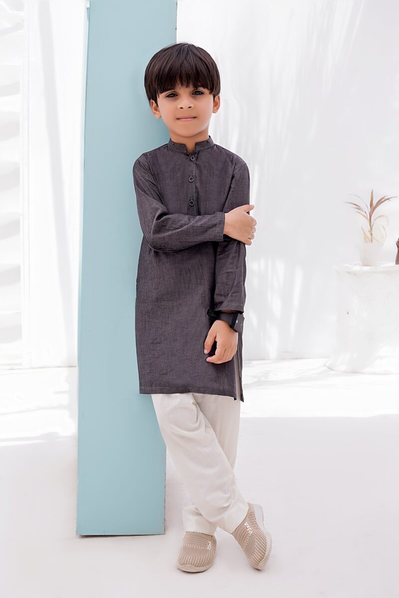 Grey Shamray Kids Kurta | ADKRS-14 - Al-Deebaj