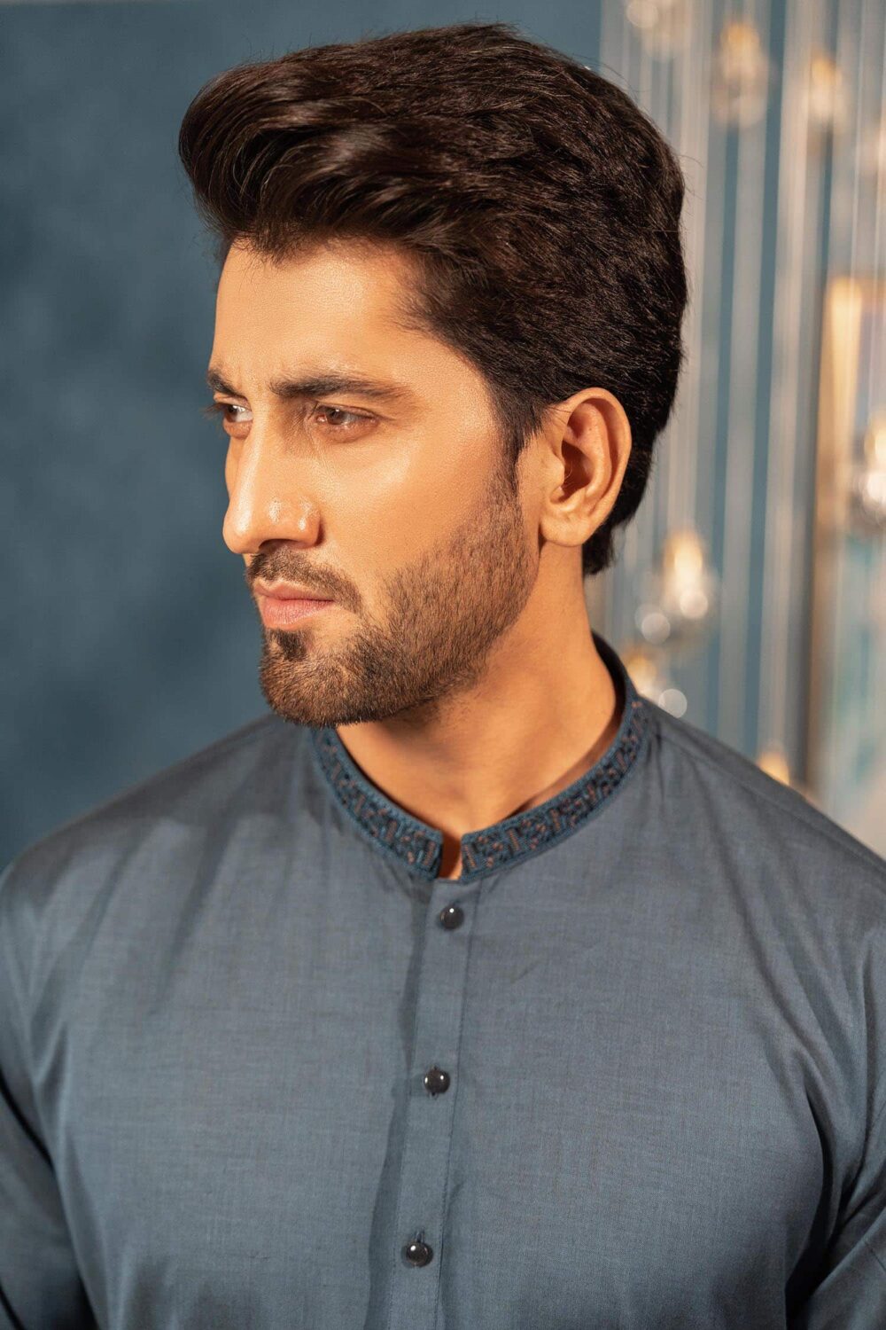 Teal Blue Cotton Kurta | ADKR-015 - Al-Deebaj