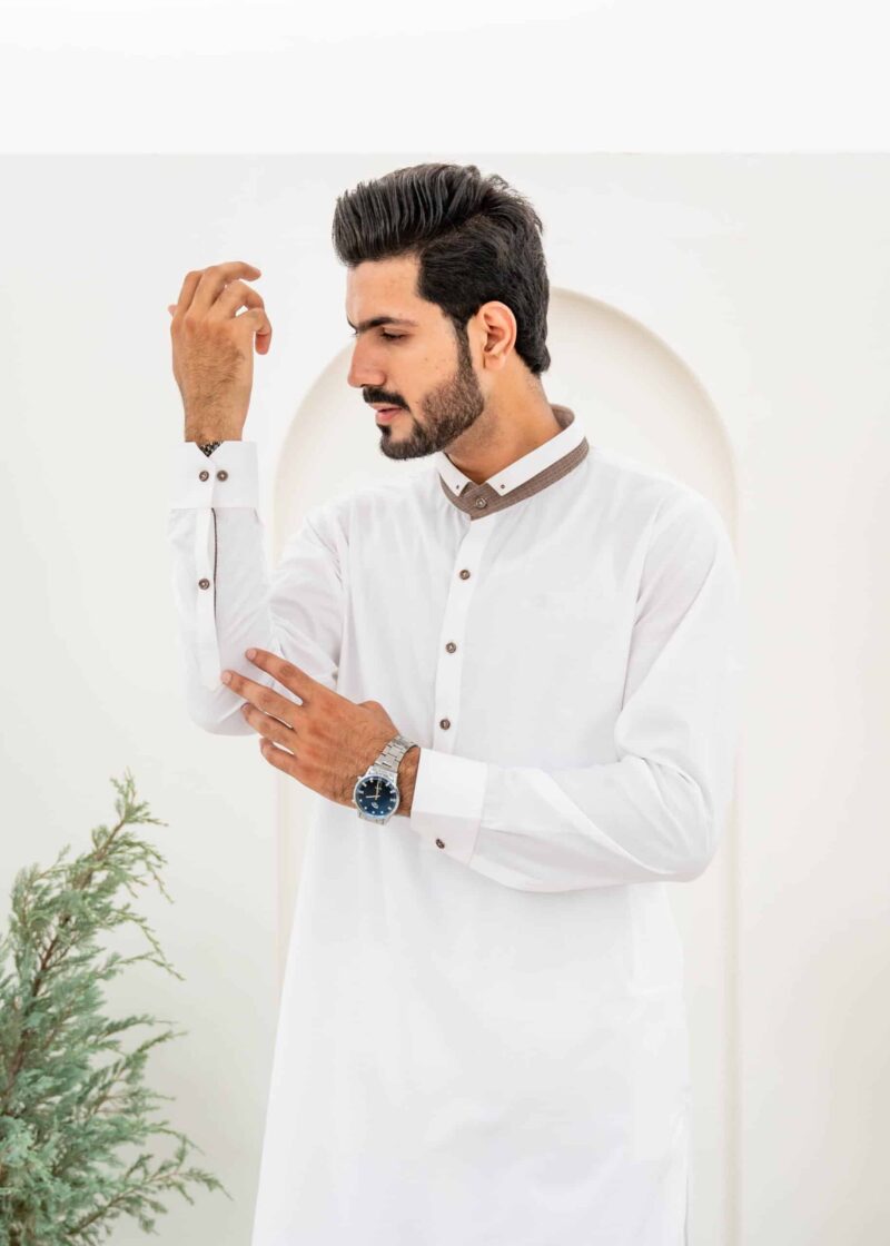 Off-White Self Kameez Shalwar | AD-KS-041 - Al-Deebaj