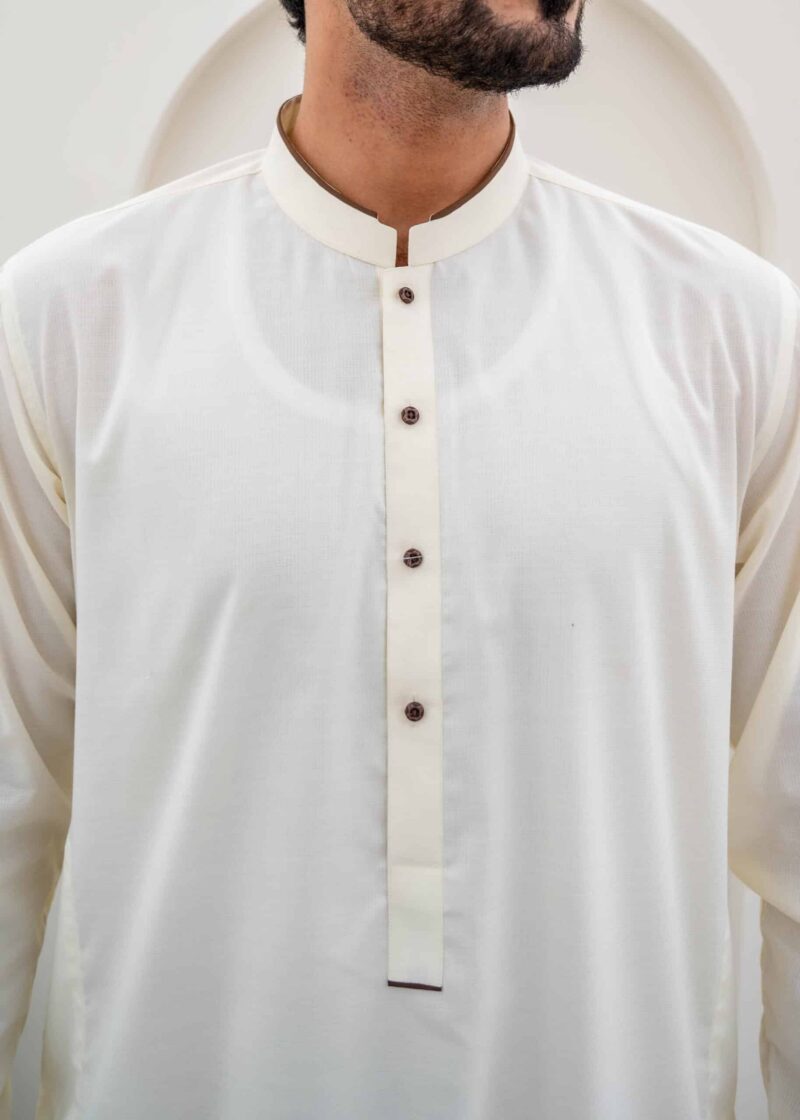 Cream Self Kameez Shalwar | ADKS-042 - Al-Deebaj