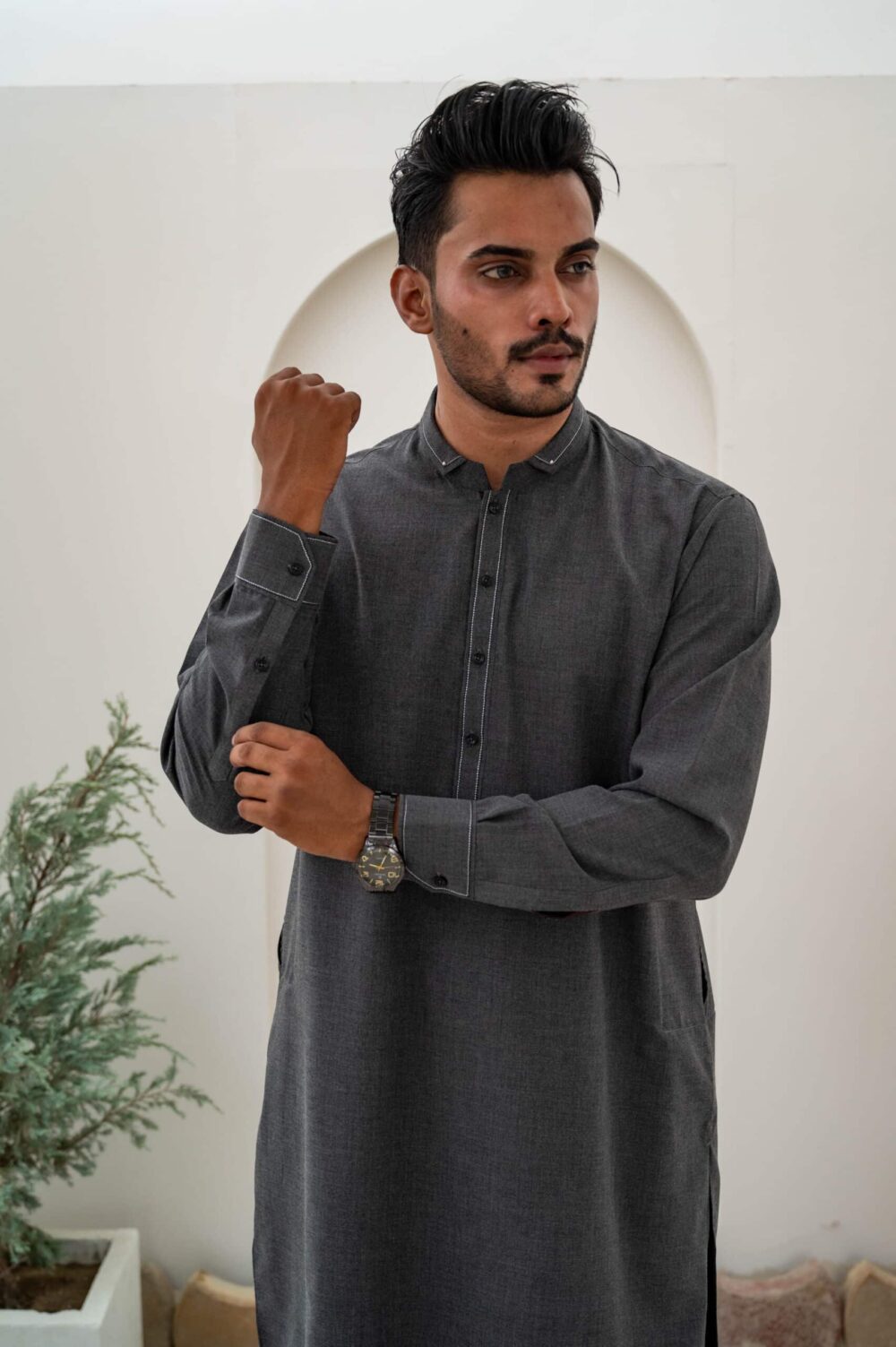 Malaysian Grey Kameez Shalwar | ADKS-049 - Al-Deebaj