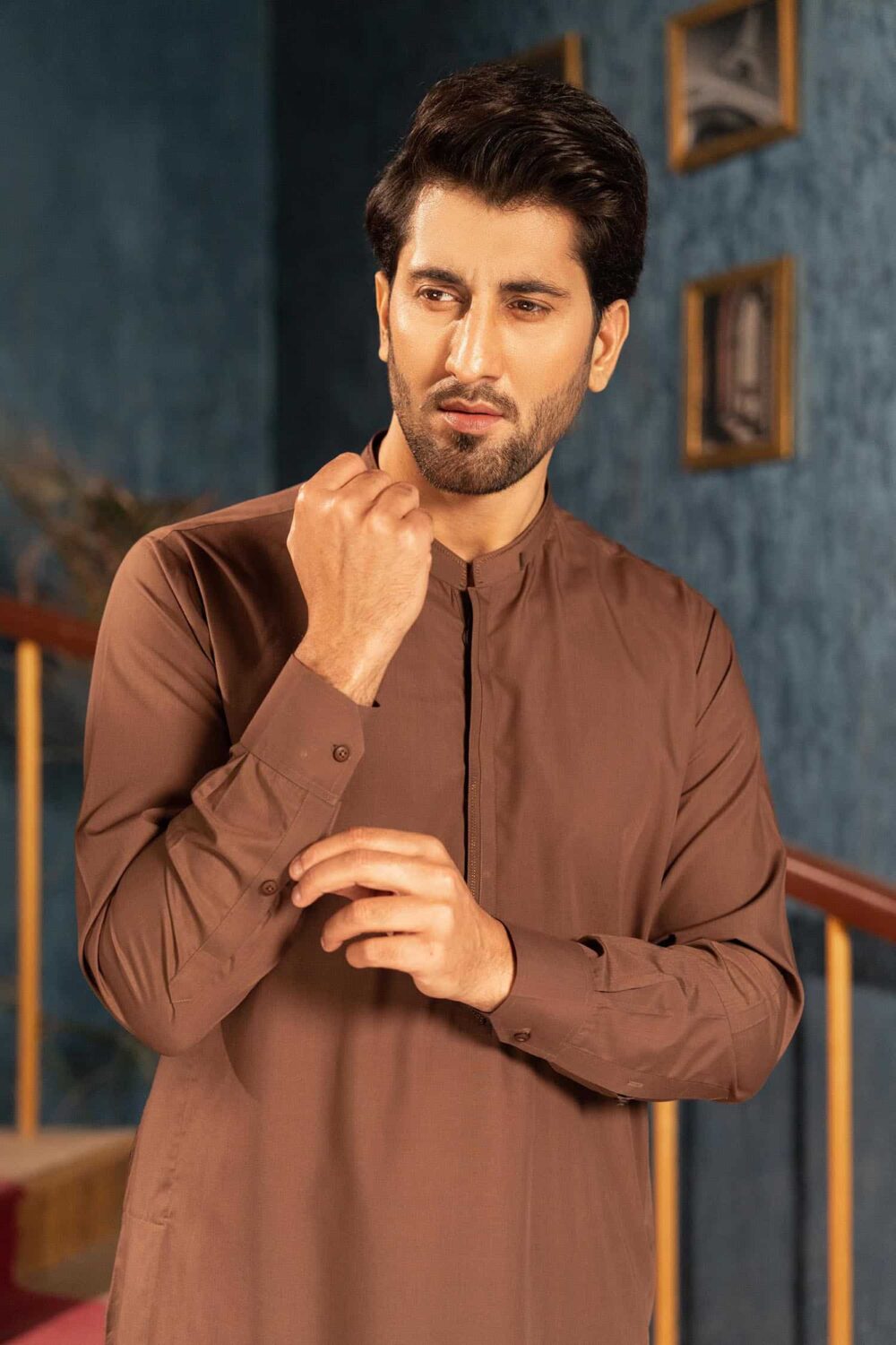 Dark Brown Blended Kameez Shalwar | ADKS-054 - Al-Deebaj