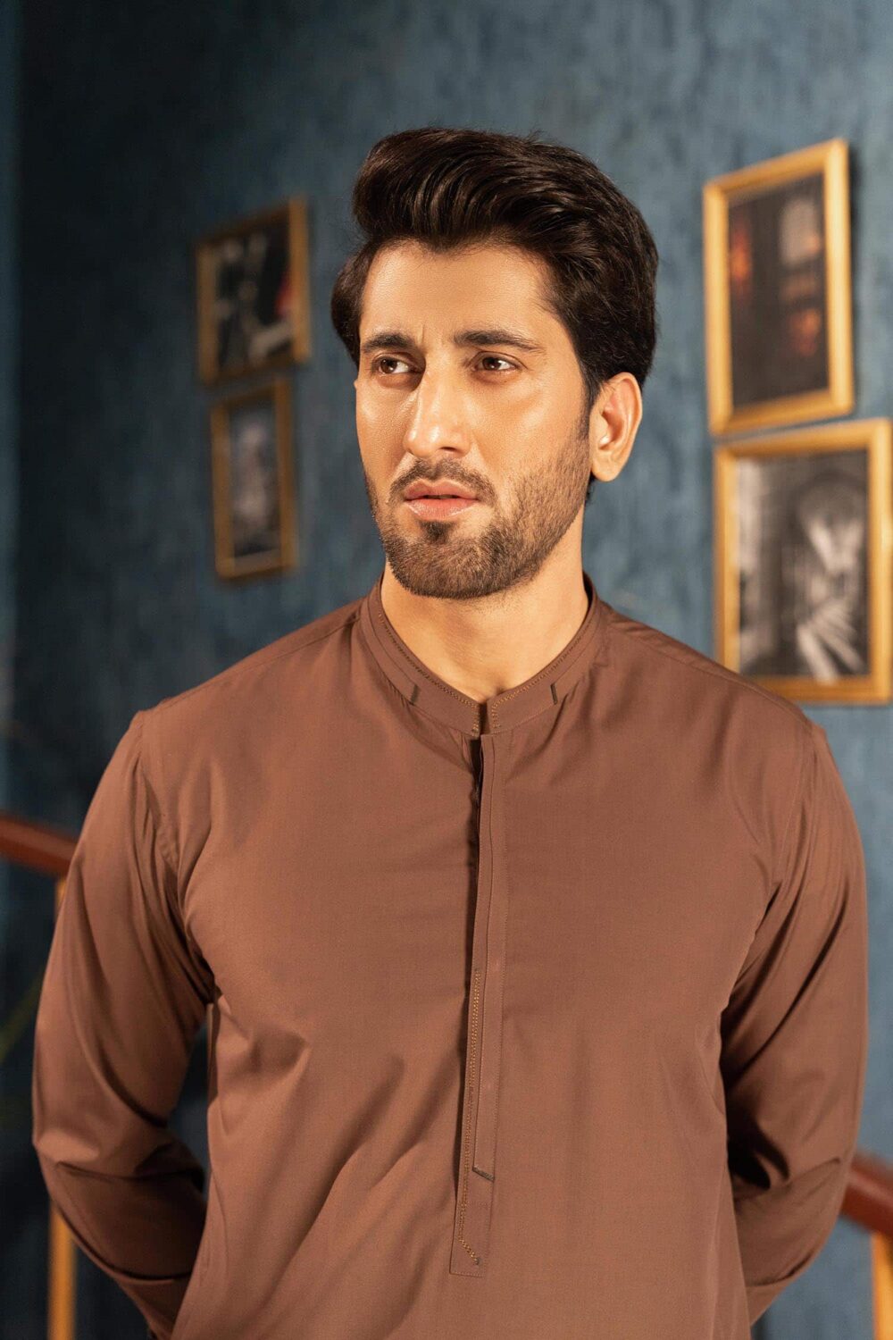 Dark Brown Blended Kameez Shalwar | ADKS-054 - Al-Deebaj