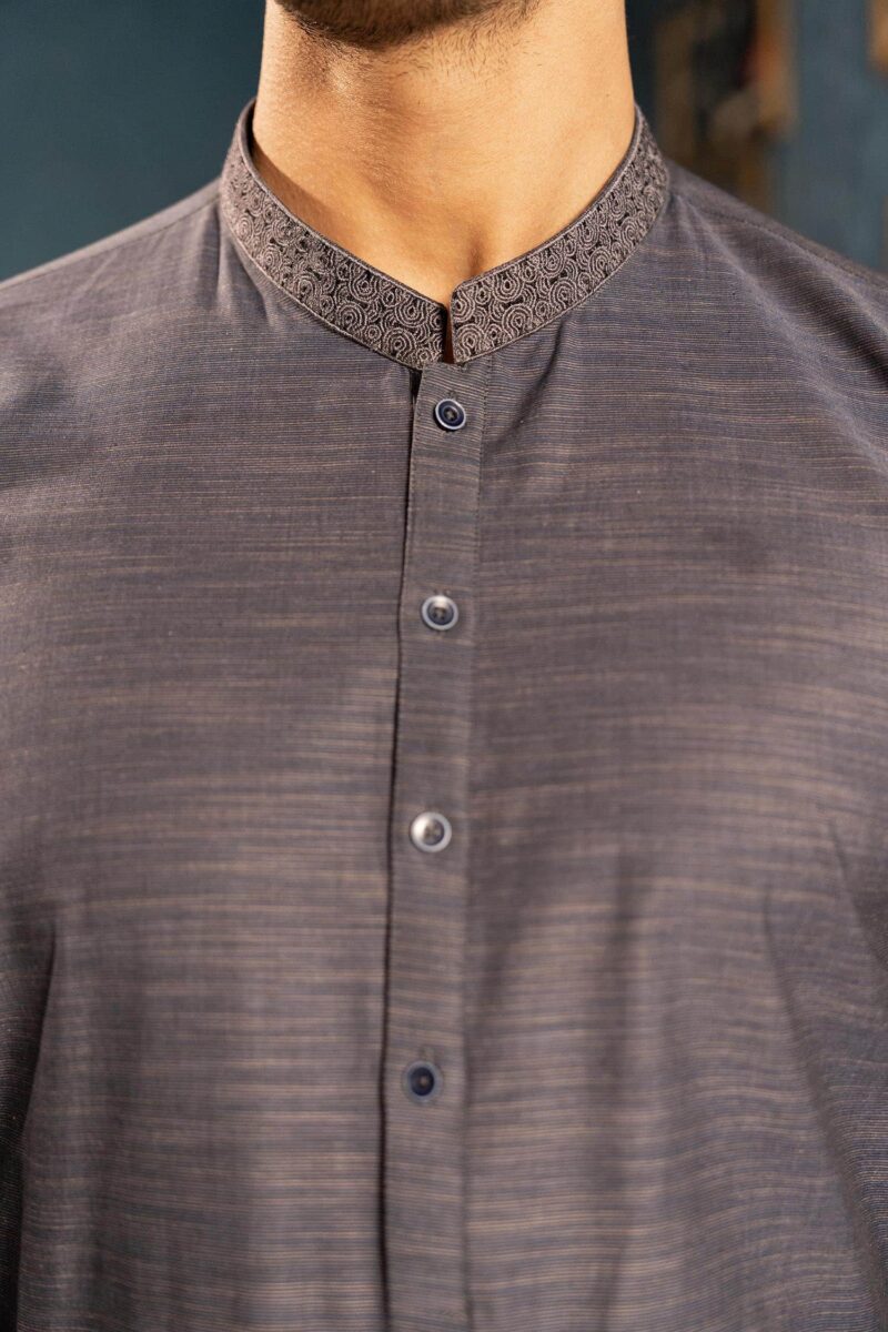Blue Dyed Yarn Cotton Kameez Shalwar | ADKS-058 - Al-Deebaj