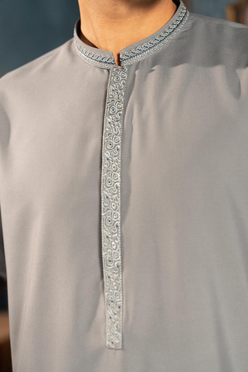 Light Grey Blended Kameez Shalwar | ADKS-062 - Al-Deebaj