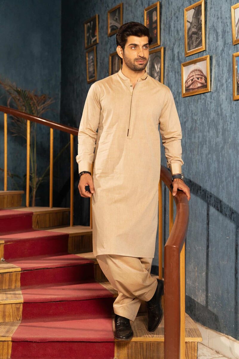 Fawn Shamray Kameez Shalwar | ADKS-063 - Al-Deebaj