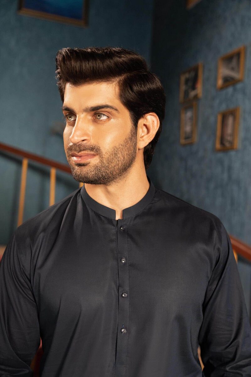 Navy Cotton Kameez Shalwar | ADKS-065 - Al-Deebaj