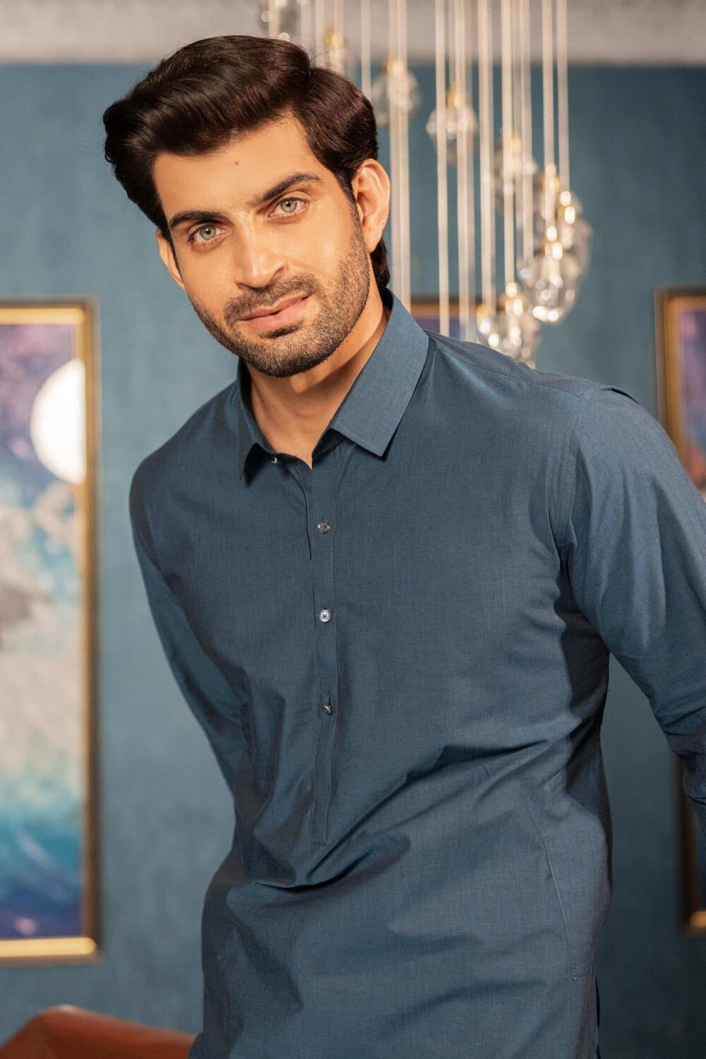 Teal Blue Cotton Kameez Shalwar | ADKS-068 - Al-Deebaj