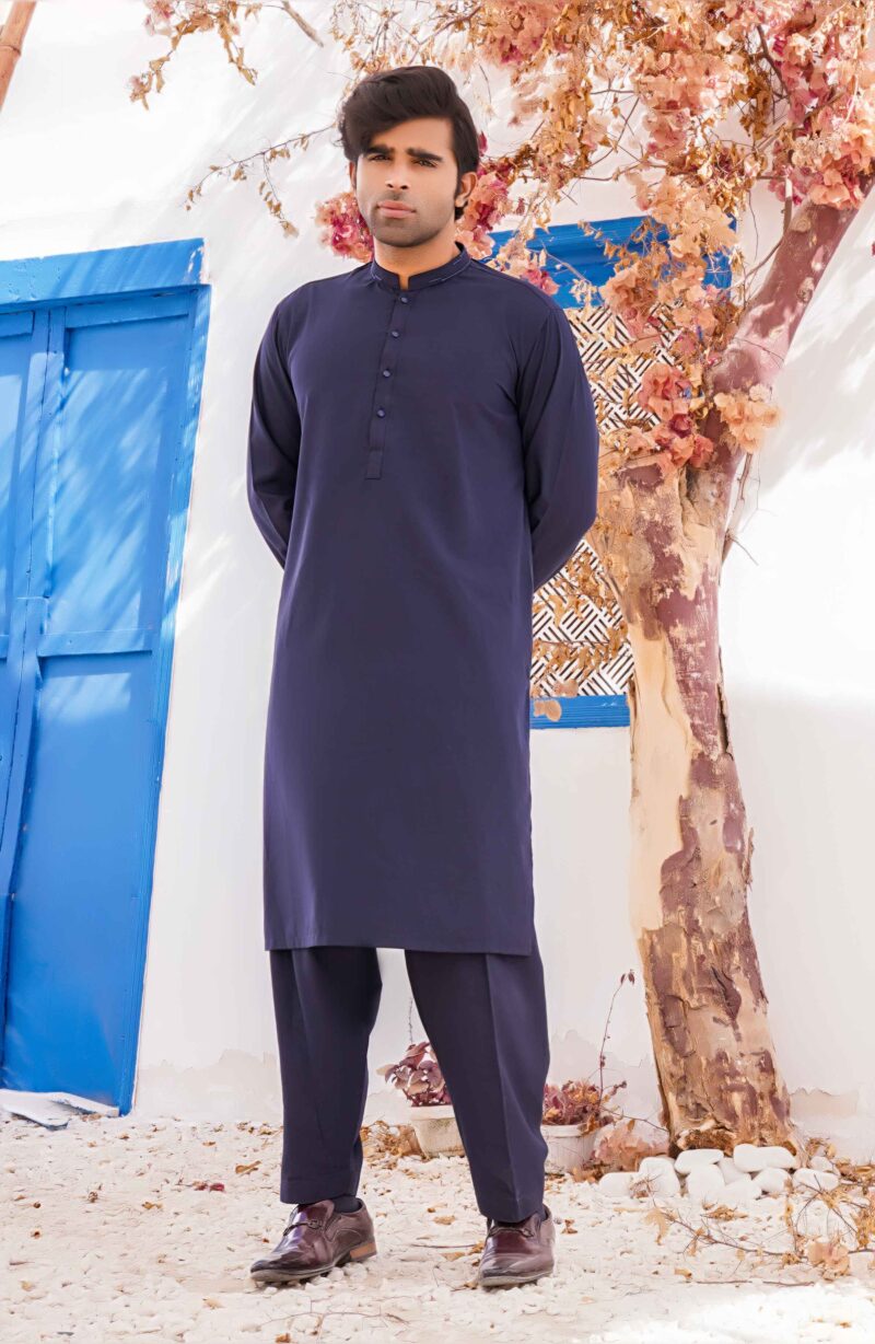 Navy Self Kurta Shalwar | ADKS-082 - Al-Deebaj