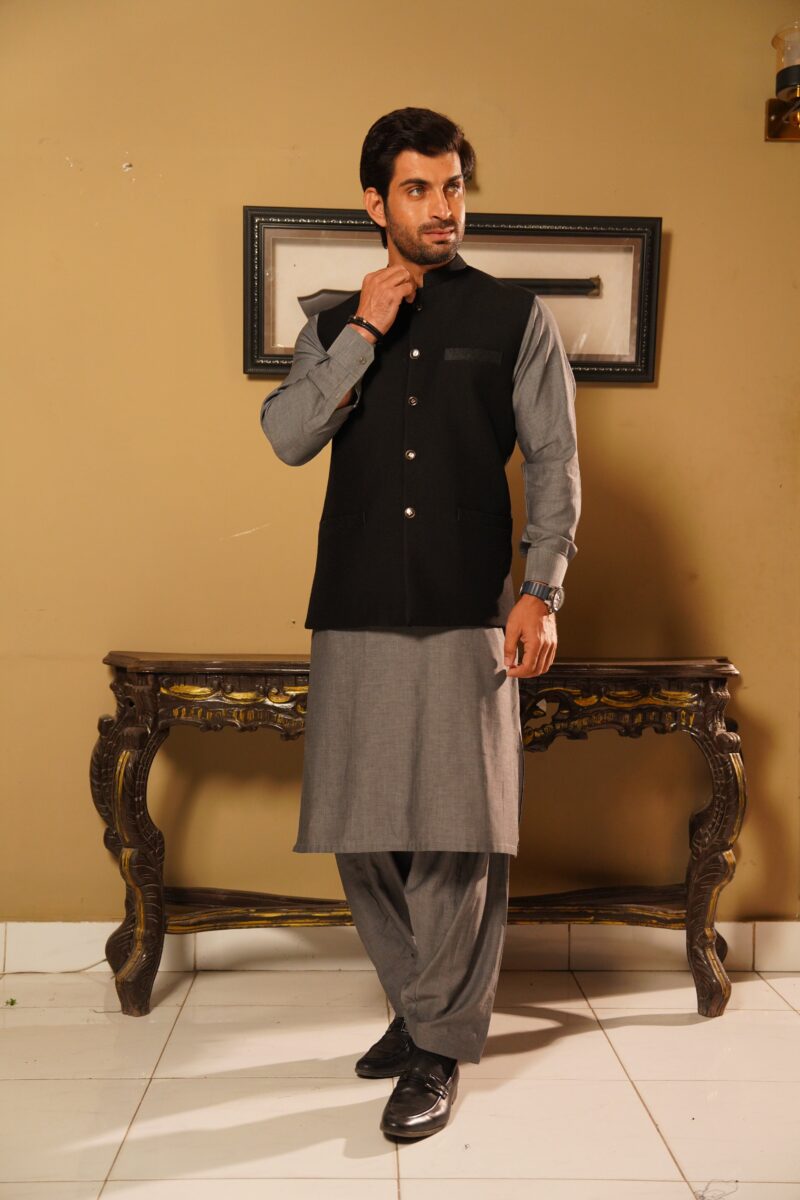 Black Courduroy Waist-Coat - Al-Deebaj