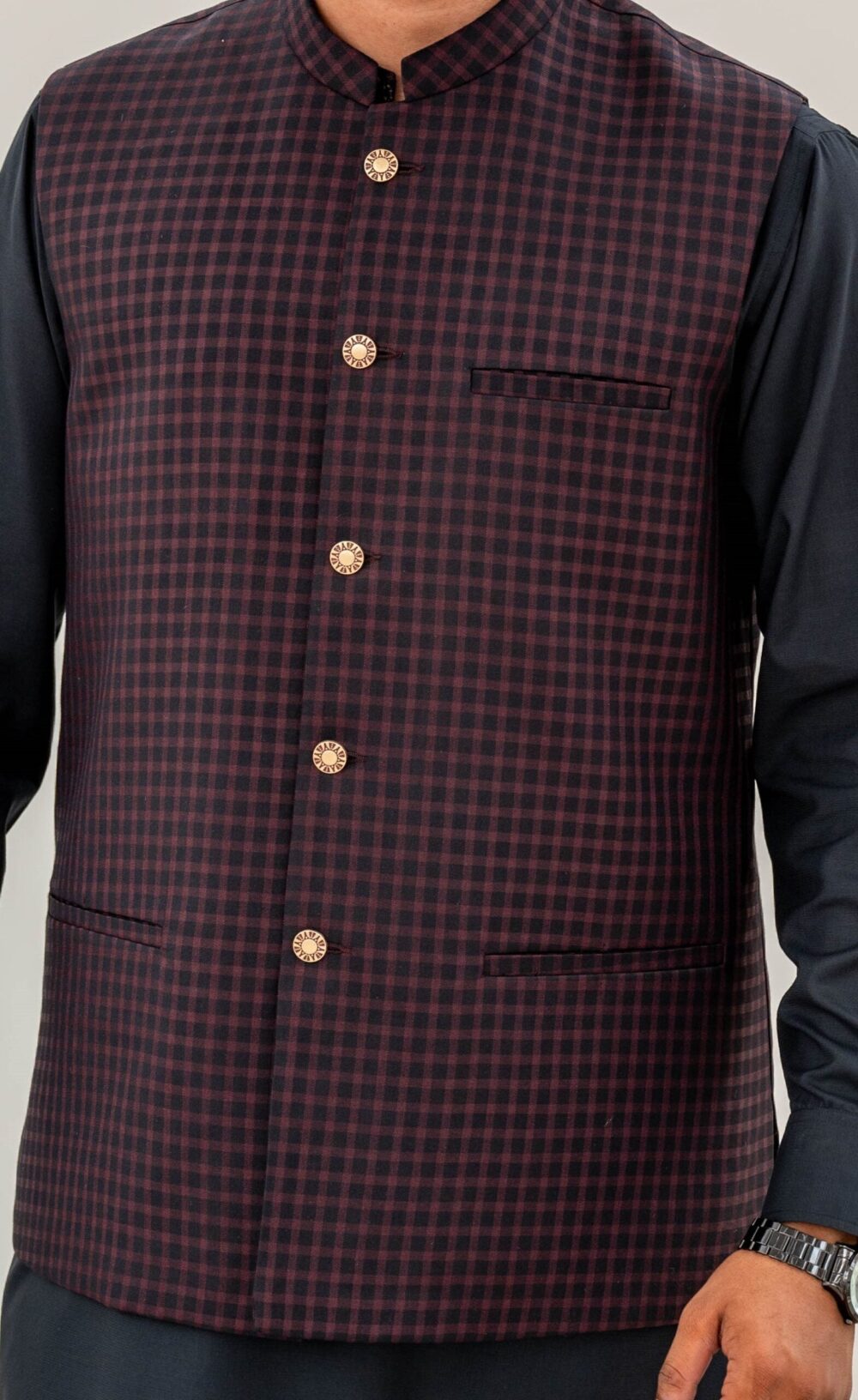 Maroon Suiting Waist-Coat - Al-Deebaj