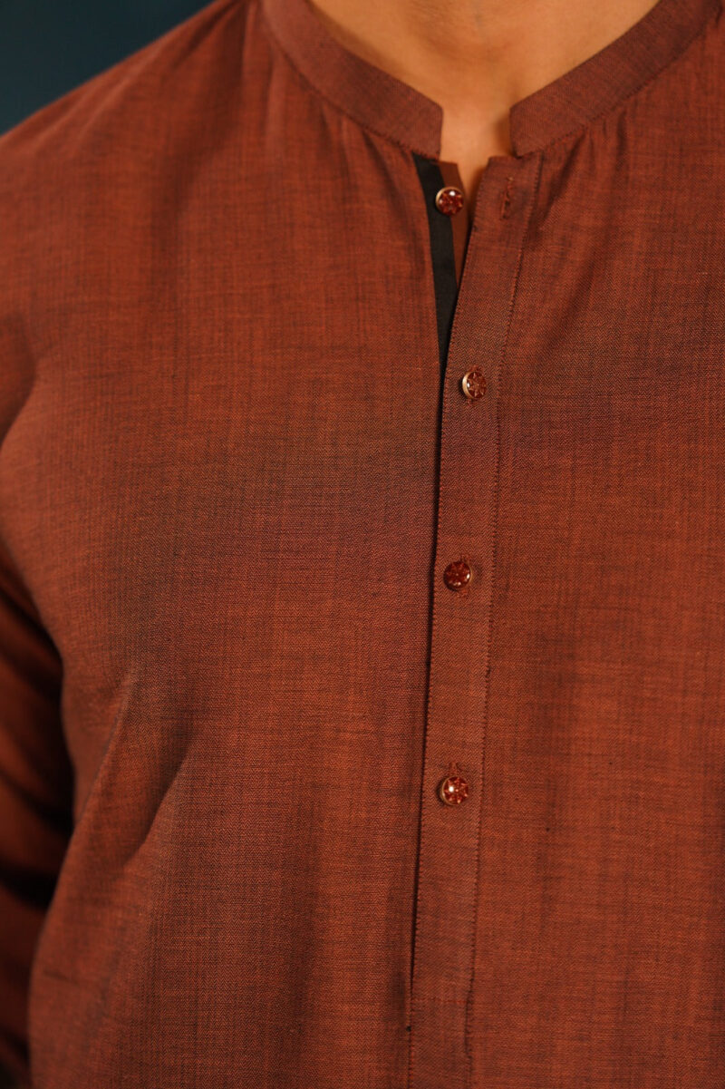 Rust Dobby Cotton Kameez Shalwar | ADKS-069 - Al-Deebaj